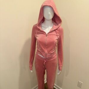 Juicy Couture Pink Bling Velour Hoodie and Joggers Set